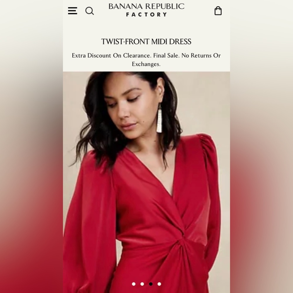 Elegant Red Twist-Front Midi Dressfree Shipping - image 3